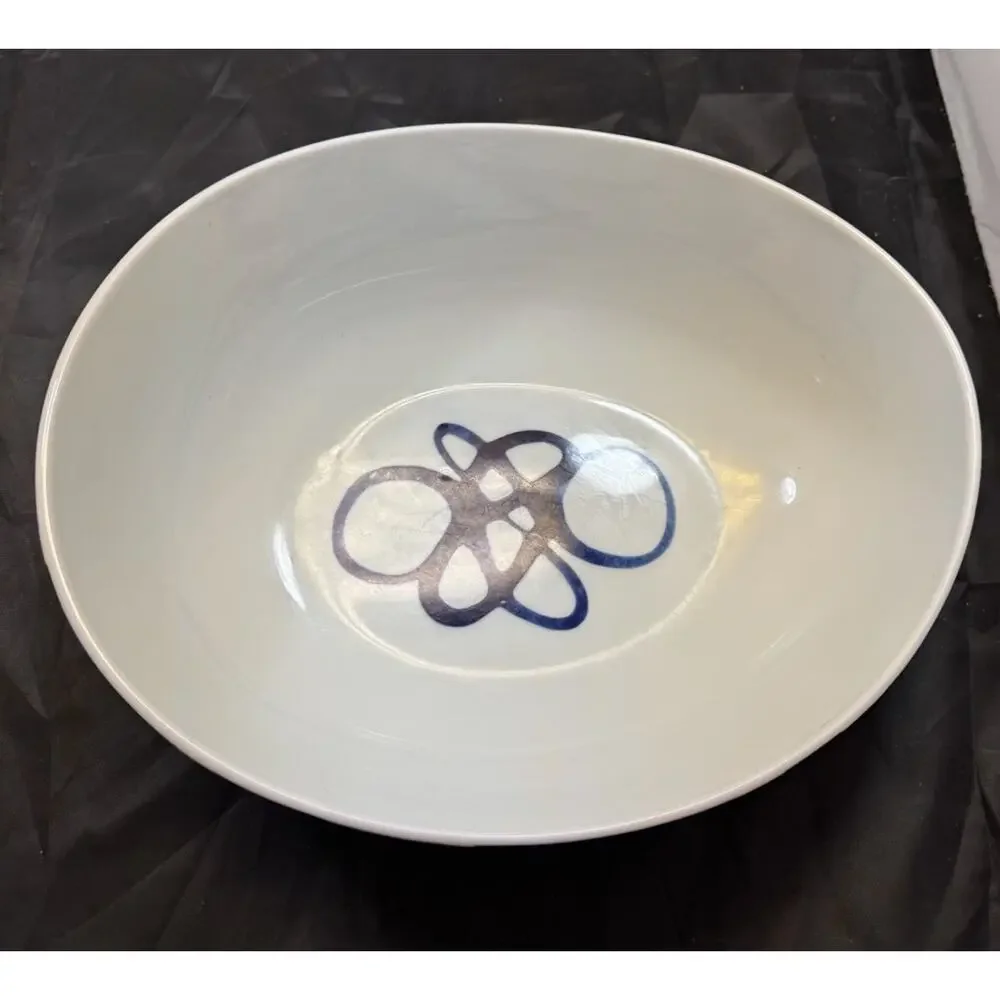 Paola Navone Crate & Barrel COMO Blue Swirl Large Oval Serving Bowl Discontinued